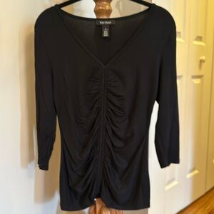 WHBM 3/4 Sleeve Ruched Front Matte Jersey Top